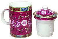 Pink Tea Cup Lid & Strainer