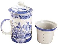 Blue & White Tea Cup Lid & Strainer