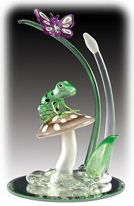 Butterfly & Frog Glass Figurine