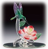 Glass Hummingbird On Rose