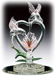Glass Hummingbirds in Heart