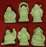 Glow Green Buddha Figurines Set 6