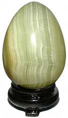 Green onyx egg smooth polished with stand.