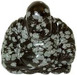 Snowflake Obsidian Carved Buddha