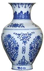 Blue & White Floral Motif 16" Vase $36.95