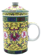 Yellow Tea Cup Lid & Strainer