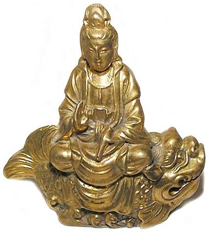 Brass Kwan Yin Figurine