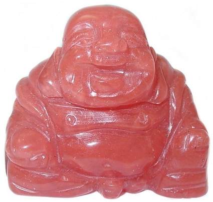 Cherry Quartz Buddha Carving