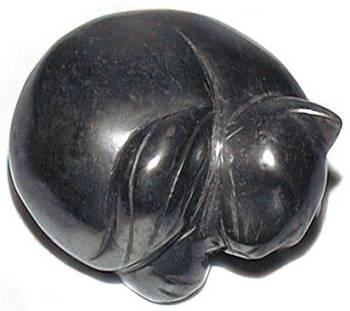 Hematite Napping Cat Carving