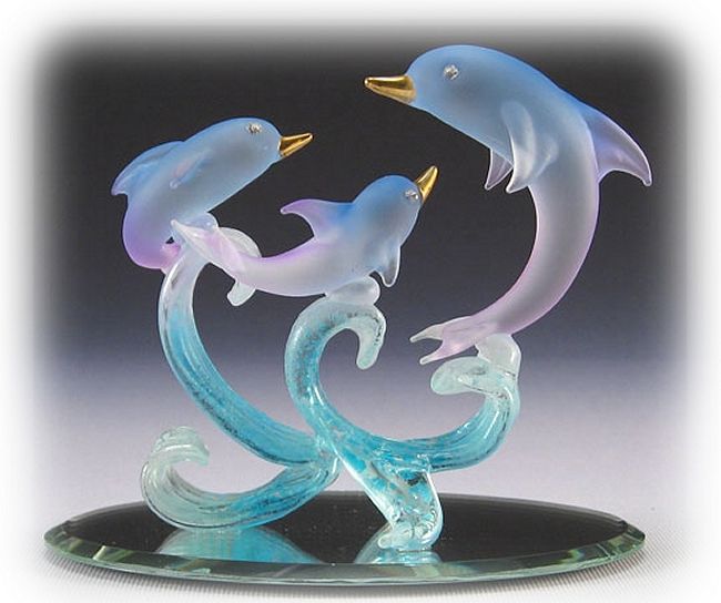 Glass Dolphins Figurine