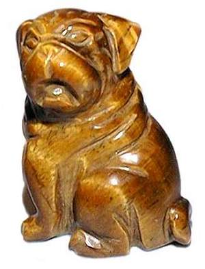 Tiger Eye Pug Dog Carving
