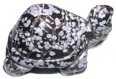 Snowflake Obsidian Turtle Carving 