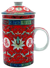 Red Tea Cup Lid & Strainer