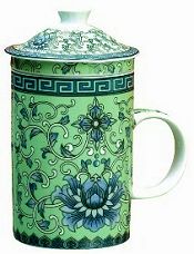 Pastel Green Tea Cup Lid & Strainer