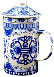 Longevity Blue & White Tea Cup Set