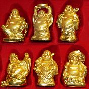 Painted Gold Buddha Figurines Set 6