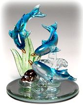 Glass Dolphins & Sea Shell 