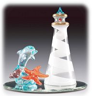 Lighthouse with Dolphin & Starfish