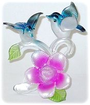 Glass Blue Birds Figurine