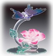 Rose & Butterfly Glass Figurine