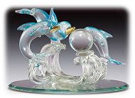 Glass 3 Dolphins at Play