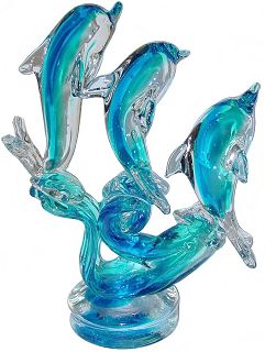 Large Dolphins Glass Figurine