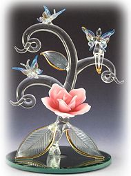 Glass Fairy & Butterflies on Rose