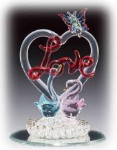 Glass Swans Love Figurine