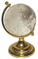 Crystal World Globe on Brass Stand