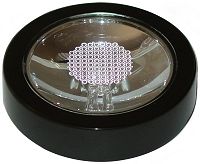 LED Lighted Display Stand With Aurora Lighting Effect Sm Black W/Mirror #327CR 