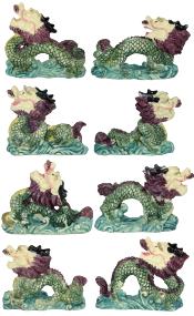 8 Painted Dragons Figurines Set
