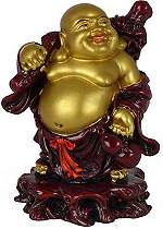 Red & Gold Lucky Buddha Figurine