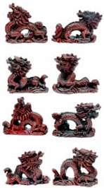 8 Red Dragons Figurines Set