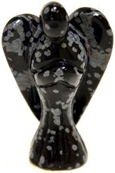 Snowflake Obsidian Angel Carving