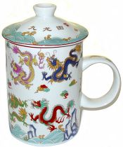 Multicolor Dragons  Tea Cup Lid & Strainer