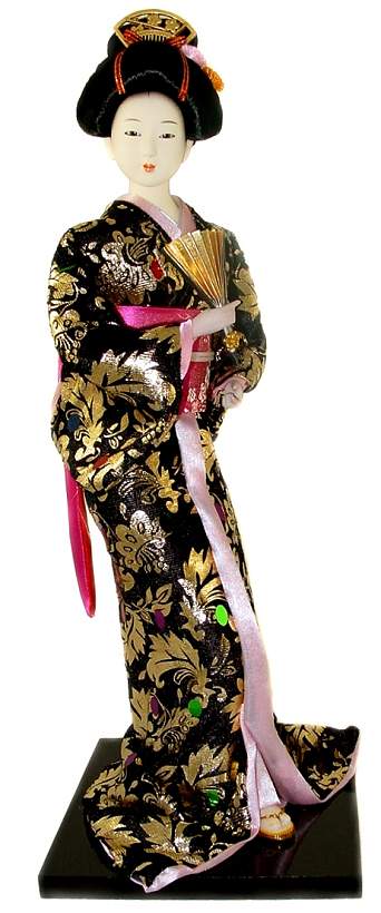 Geisha Doll in Black & Gold