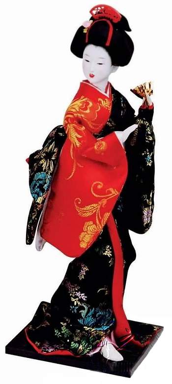 Geisha Doll in Red and Black