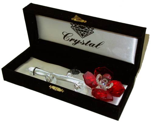 Crystal Red Rose in Velour Box