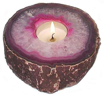 Pink Agate Candle Holder