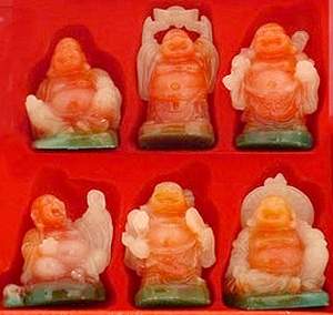 Set of 6 Multicolor Happy Buddhas