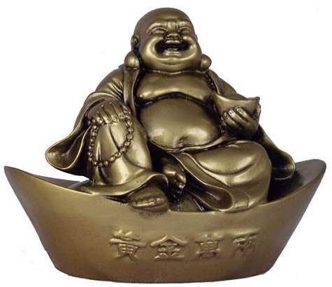 Buddha on Gold Ingot Figurine