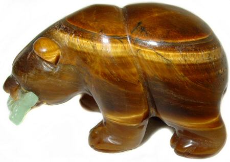 Tiger Eye Bear Carving