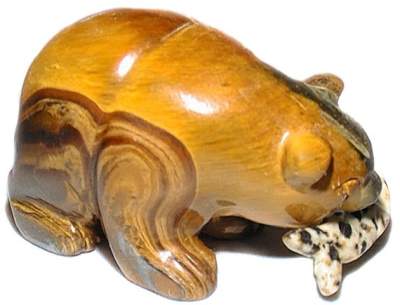 Carved Tiger Eye Bear